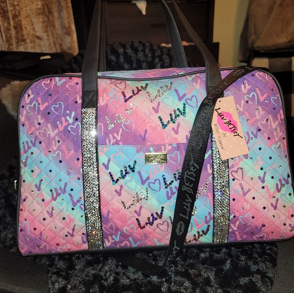 Betsey johnson luv custom bling duffel bag - Picture 1 of 7